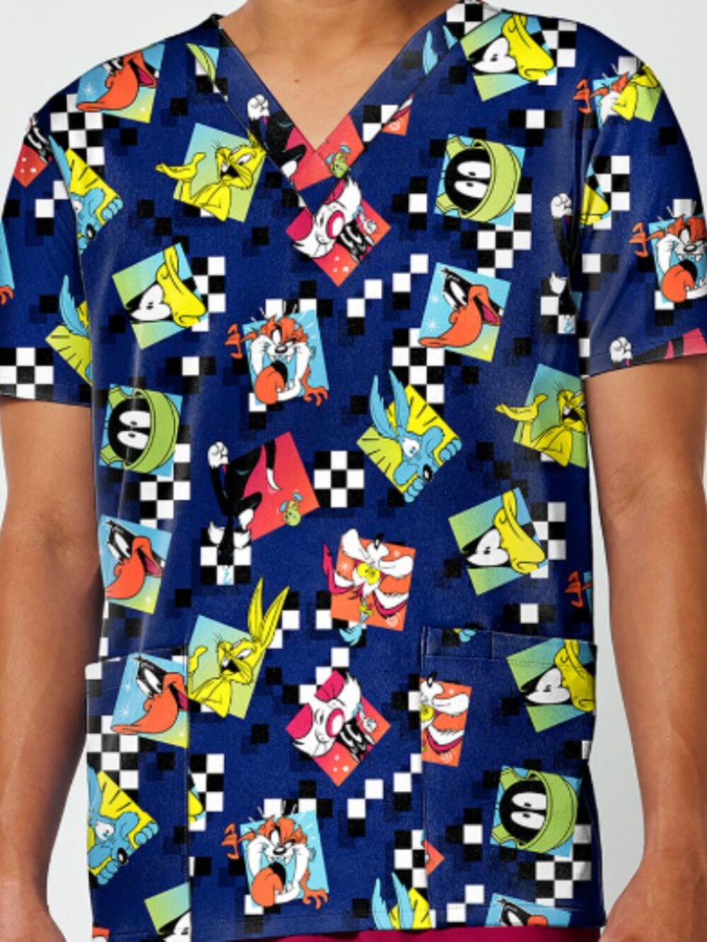 Men's Print V-Neck Top in Comic Hero
